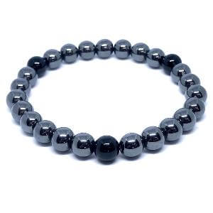 Minerální náramek hematit, onyx - LESK HEMATITU